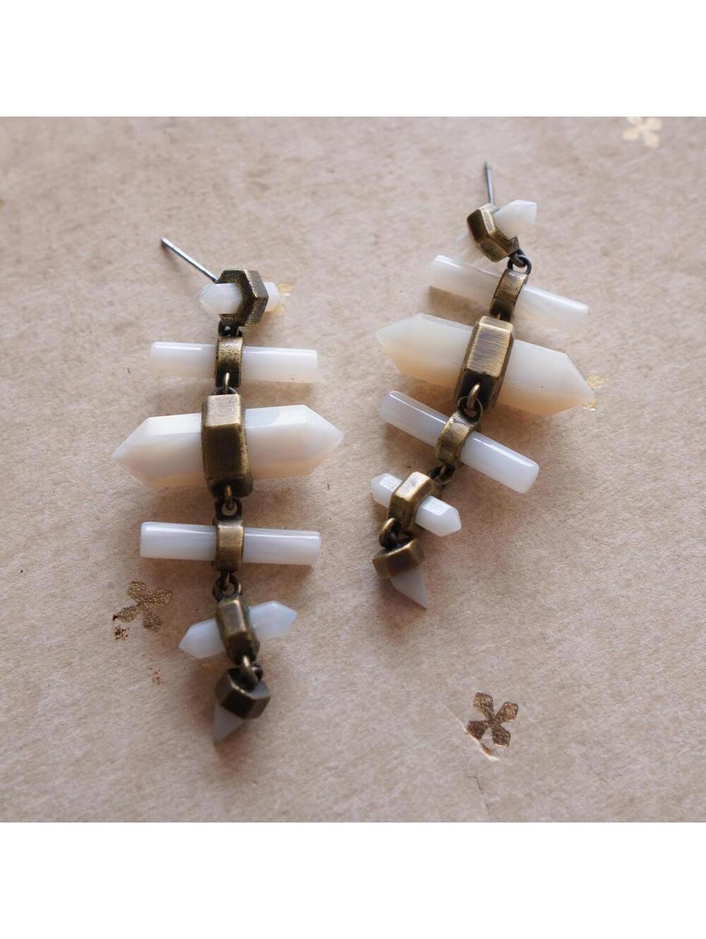 Kendra Scott Whimsigoth Dangle Earrings Faux Moonstone Crystal Gold Plate Boho